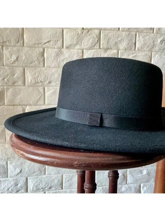 Vintage Phillip Somerville Black Wool Felt Hat - Picture 3 of 9